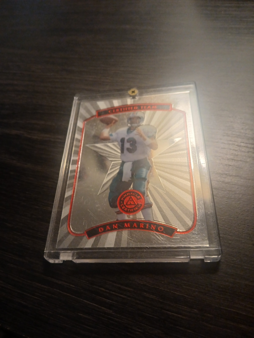 Dan Marino Totally Certified RED in Clear Protective Case - Red & Silver Accents